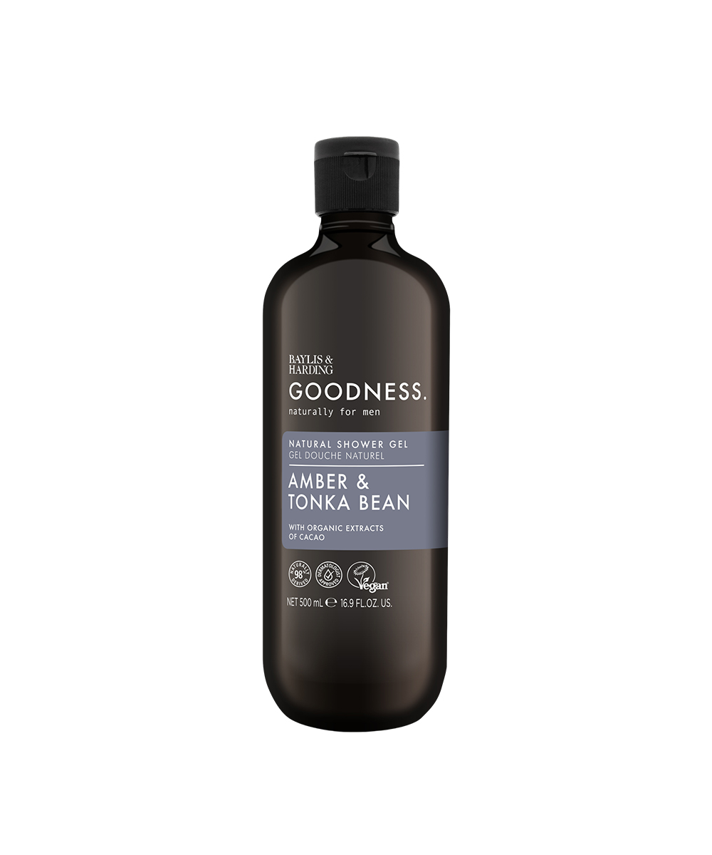 Goodness Men's Shower Gel - Amber & Tonka Bean